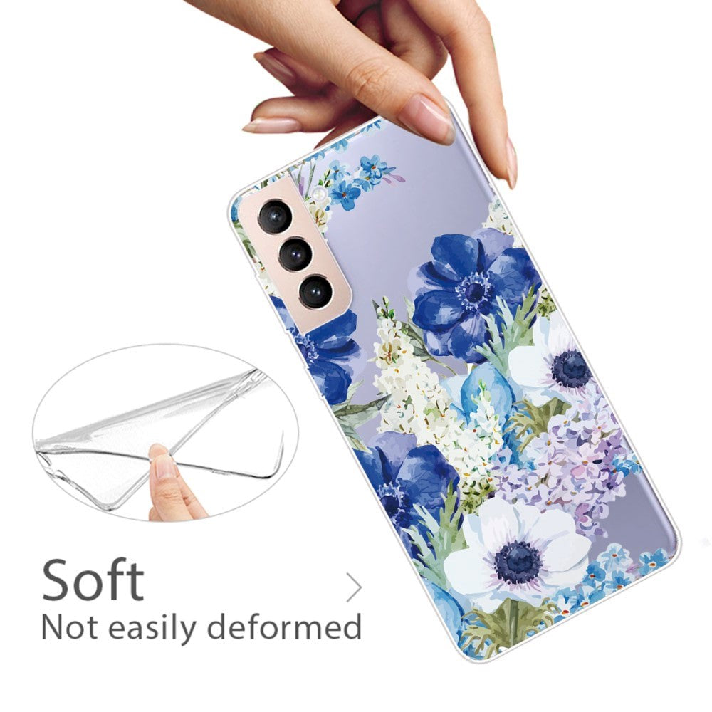 Samsung Galaxy S22 Fleksibelt Plastik Bagside Cover - Lilla Blomster