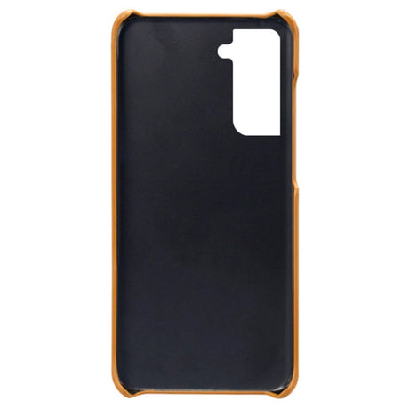 Samsung Galaxy S22 Læderbelagt Plastik Bagside Cover m. Kortlommer - Orange