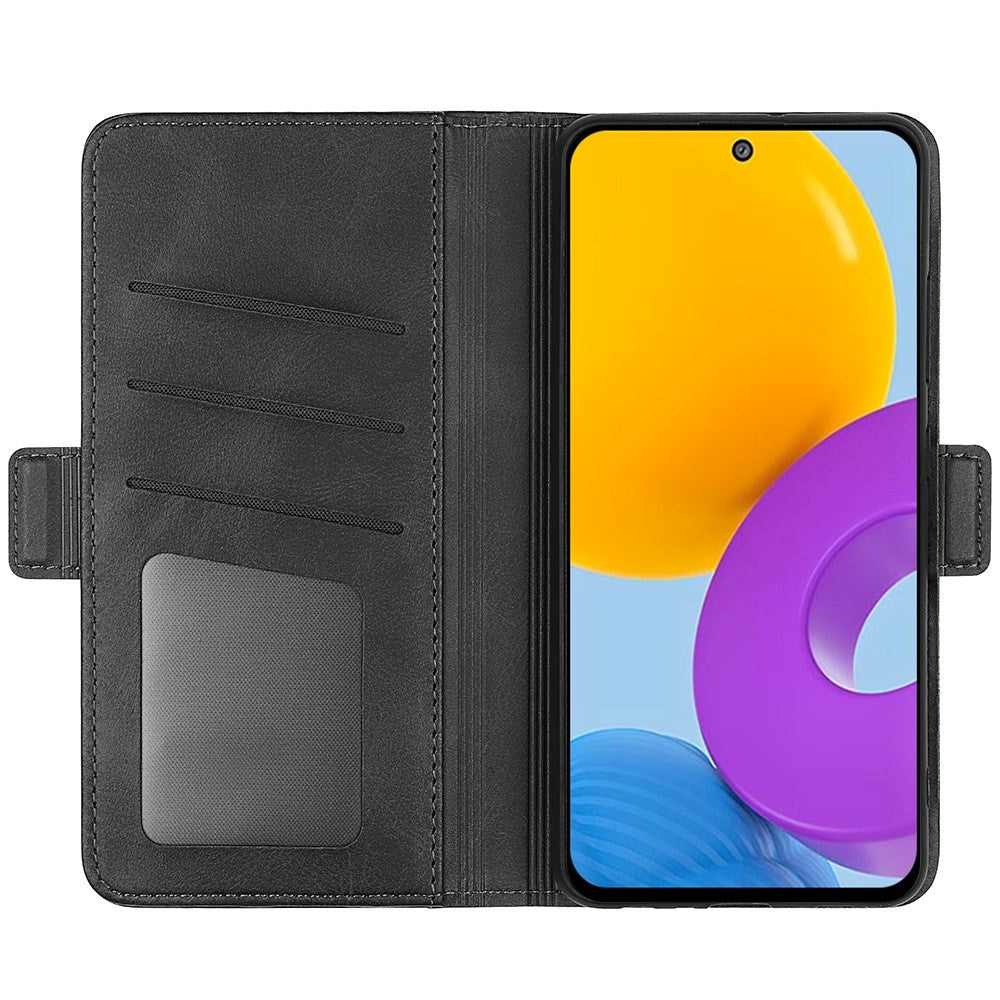 Samsung Galaxy M52 (5G) Blødt Læder Flip Cover m. Pung - Sort