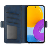 Samsung Galaxy M52 (5G) Blødt Læder Flip Cover m. Pung - Blå