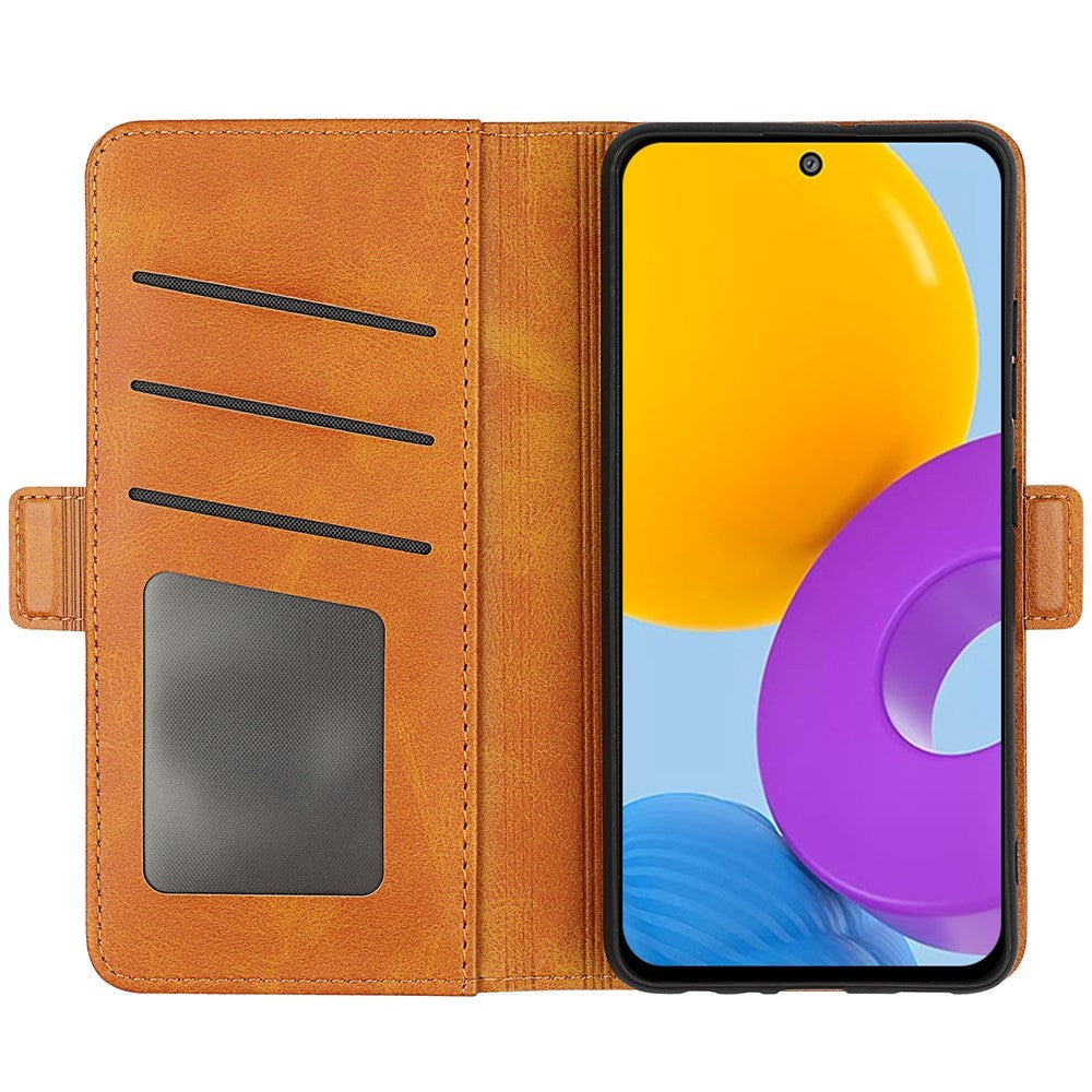 Samsung Galaxy M52 (5G) Blødt Læder Flip Cover m. Pung - Brun