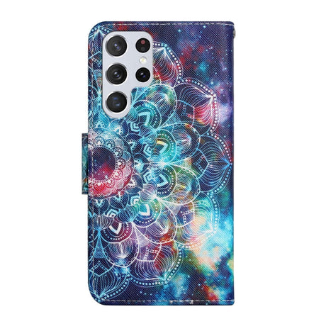 Samsung Galaxy S22 Ultra Læder Flip Cover m. Pung - Mandala Blomst