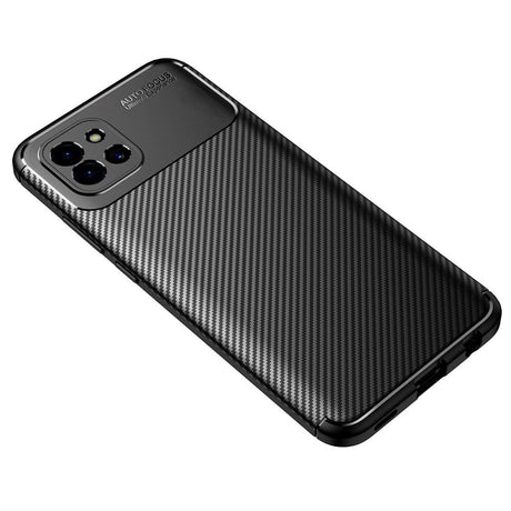 Samsung Galaxy A03 Carbon Fiber Fleksibelt Plastik Bagside Cover - Sort