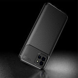 Samsung Galaxy A03 Carbon Fiber Fleksibelt Plastik Bagside Cover - Sort