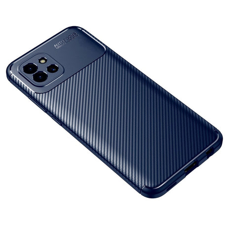 Samsung Galaxy A03 Carbon Fiber Fleksibelt Plastik Bagside Cover - Blå