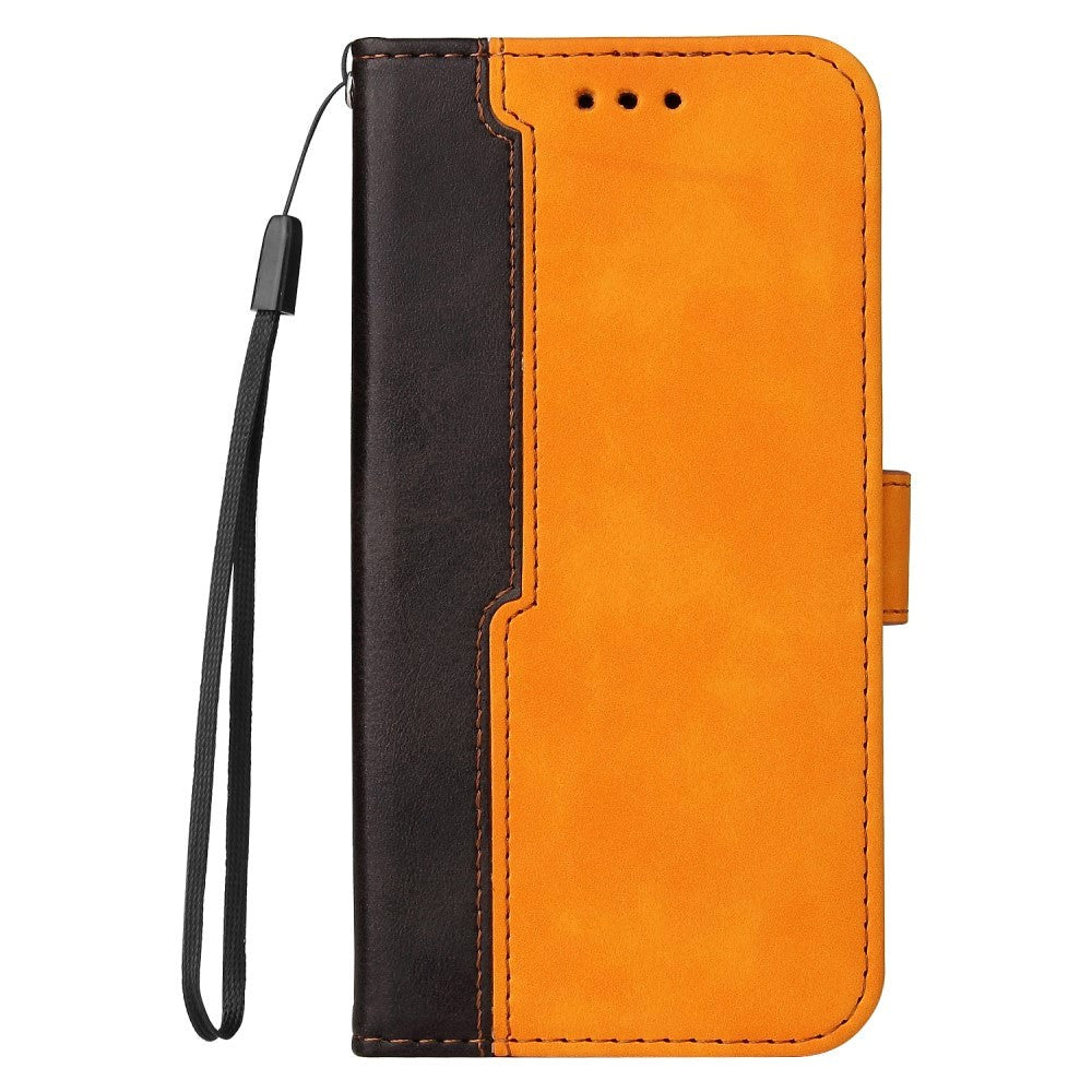 Samsung Galaxy M52 (5G) To-Farvet Læder Flip Cover m. Pung - Orange / Sort