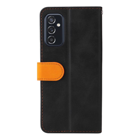 Samsung Galaxy M52 (5G) To-Farvet Læder Flip Cover m. Pung - Orange / Sort