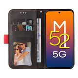 Samsung Galaxy M52 (5G) To-Farvet Læder Flip Cover m. Pung - Rød / Sort