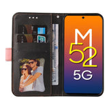 Samsung Galaxy M52 (5G) To-Farvet Læder Flip Cover m. Pung - Lyserød / Sort