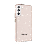 Samsung Galaxy S22 Hybrid Plastik Bagside Cover Gennemsigtig - Rose Gold Glitter