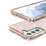 Samsung Galaxy S22 Hybrid Plastik Bagside Cover Gennemsigtig - Rose Gold Glitter