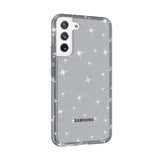 Samsung Galaxy S22 Hybrid Plastik Bagside Cover Gennemsigtig - Sort Glitter