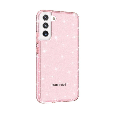 Samsung Galaxy S22 Hybrid Plastik Bagside Cover Gennemsigtig - Pink Glitter