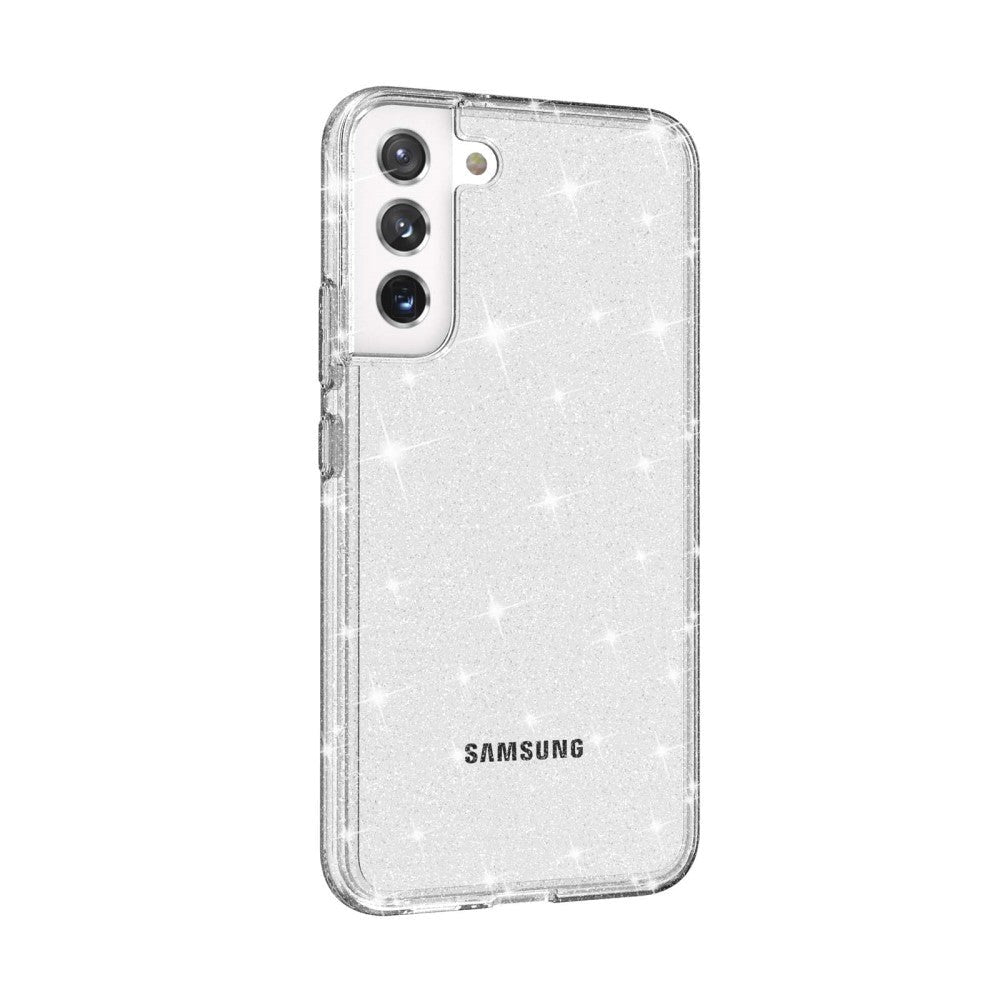 Samsung Galaxy S22 Hybrid Plastik Bagside Cover Gennemsigtig - Transparent Glitter