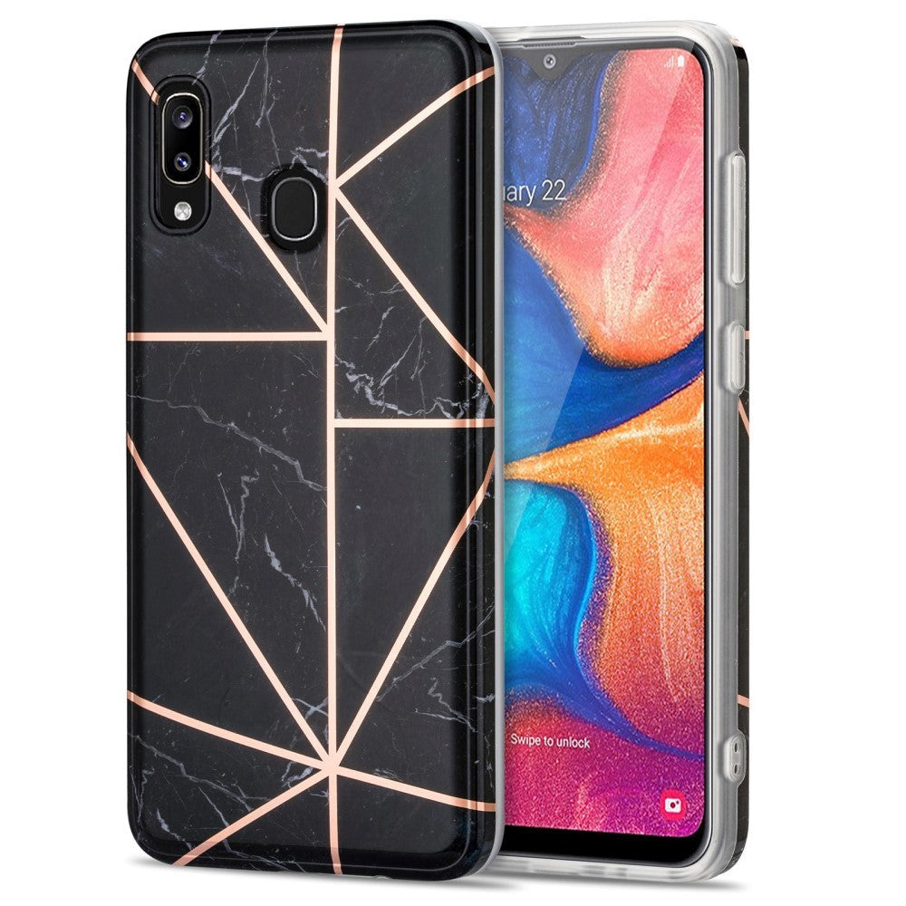 Samsung Galaxy A30 Fleksibelt TPU Plastik Bagside Cover - Marmor - Sort