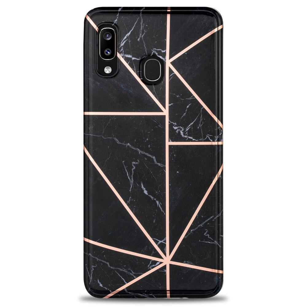 Samsung Galaxy A30 Fleksibelt TPU Plastik Bagside Cover - Marmor - Sort