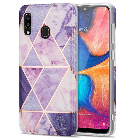 Samsung Galaxy A30 Fleksibelt TPU Plastik Bagside Cover - Marmor - Lilla