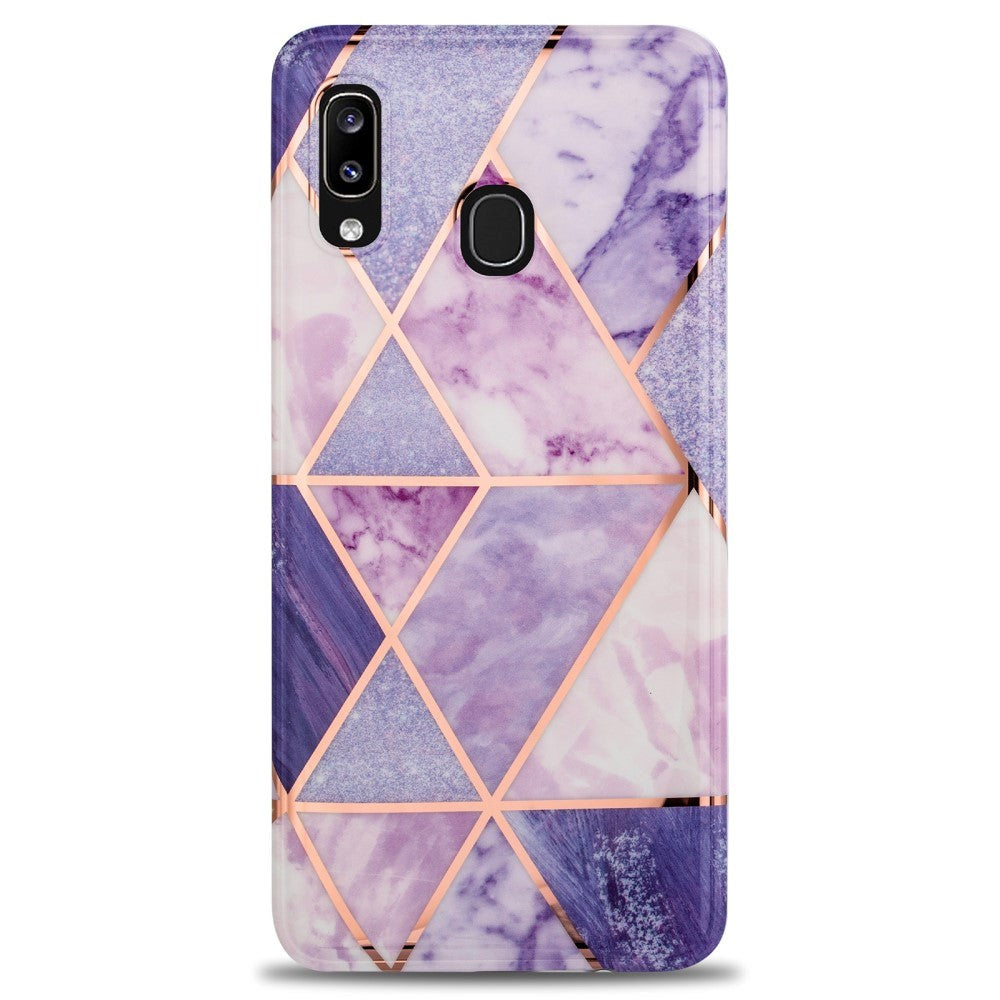 Samsung Galaxy A30 Fleksibelt TPU Plastik Bagside Cover - Marmor - Lilla