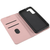 Samsung Galaxy S22 Mat Læder Flip Cover m. Pung & Kickstand - Rose Gold