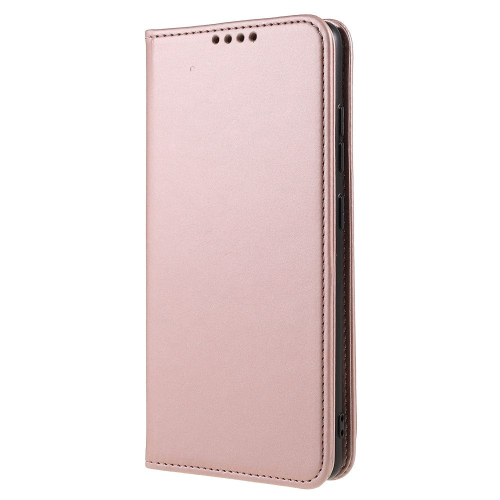 Samsung Galaxy S22 Mat Læder Flip Cover m. Pung & Kickstand - Rose Gold