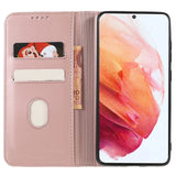 Samsung Galaxy S22 Mat Læder Flip Cover m. Pung & Kickstand - Rose Gold