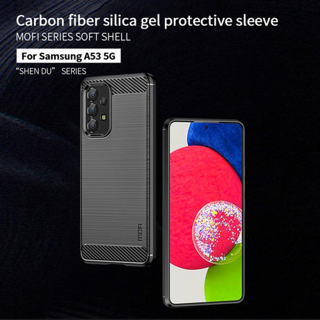 Samsung Galaxy A53 (5G) Mofi Brushed Carbon Fiber Fleksibelt Plastik Bagside Cover - Sort