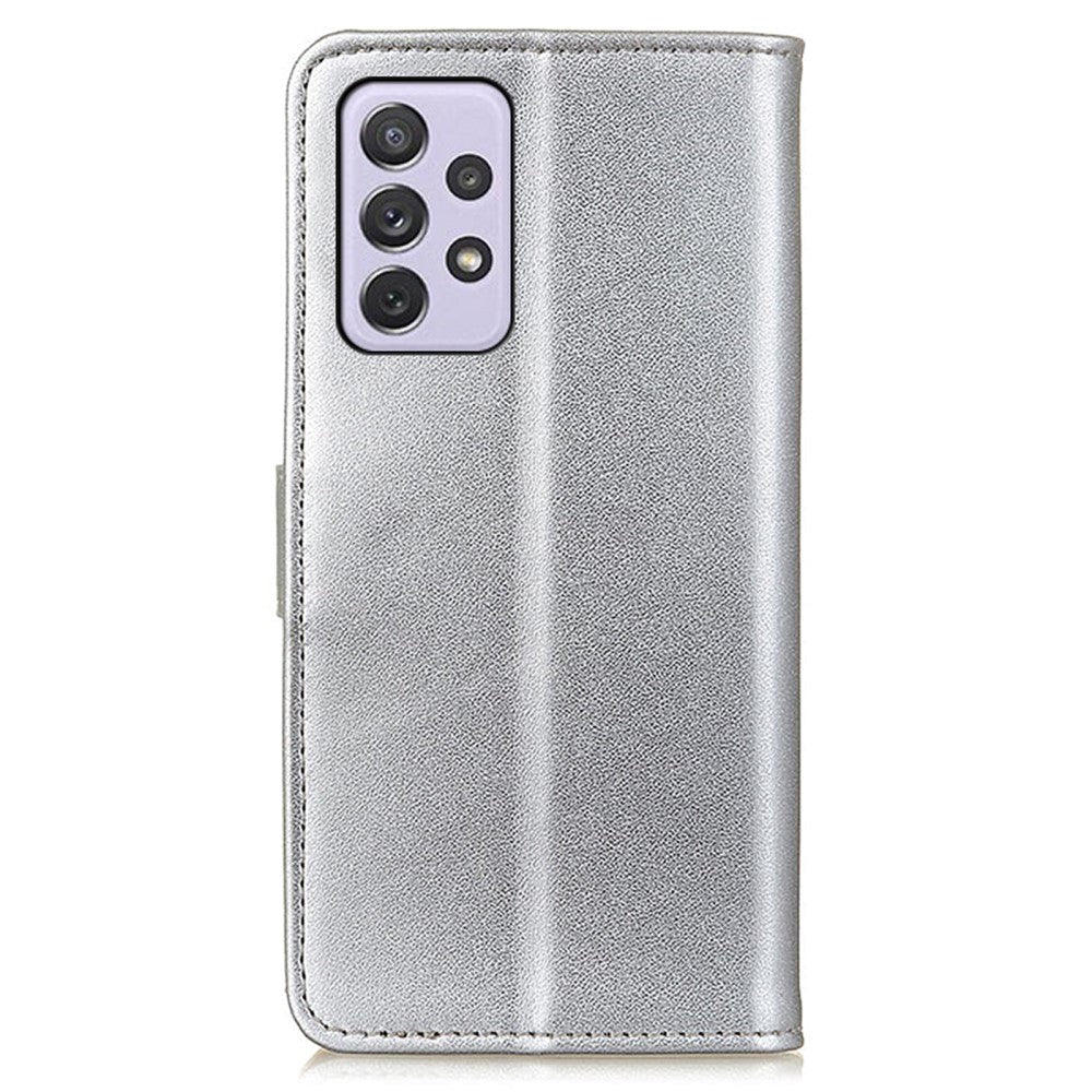 Samsung Galaxy A73 (5G) Læder Flip Cover m. Pung - Sølv