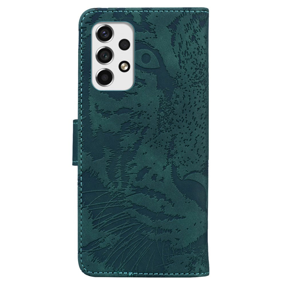 Samsung Galaxy A53 (5G) PU Læder Cover m. Pung - Tiger Print - Grøn