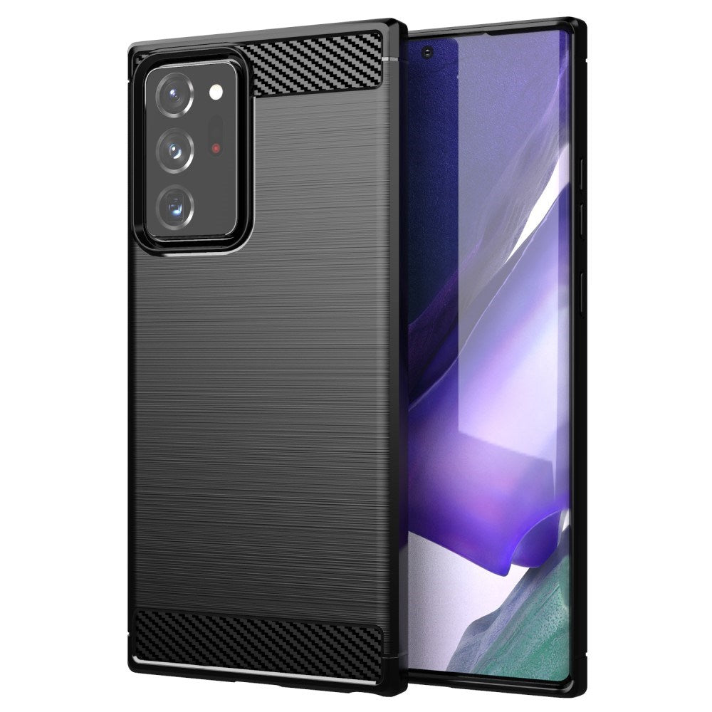 EIDERWOOD Samsung Galaxy Note 20 Ultra Brushed Carbon Fiber Fleksibelt Plastik Bagside Cover - Sort