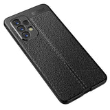 Samsung Galaxy A73 (5G) Fleksibelt Plastik Bagside Cover - Litchi Tekstur - Sort