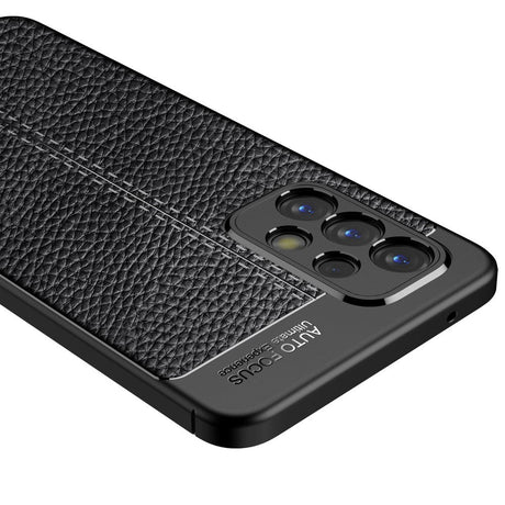 Samsung Galaxy A73 (5G) Fleksibelt Plastik Bagside Cover - Litchi Tekstur - Sort