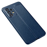 Samsung Galaxy A73 (5G) Fleksibelt Plastik Bagside Cover - Litchi Tekstur - Blå