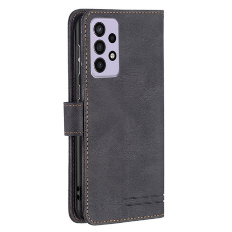 Samsung Galaxy A73 (5G) BINFEN Blødt Læder Flip Cover m. Pung - Udvendig Magnetflap - Sort