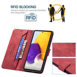 Samsung Galaxy A73 (5G) BINFEN Blødt Læder Flip Cover m. Pung - Udvendig Magnetflap - Rød