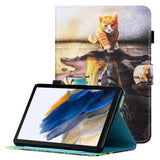 Samsung Galaxy Tab A8 10.5" (2021) Læder Flip Cover m. Ståfunktion & Kortholder - Kat & Tiger