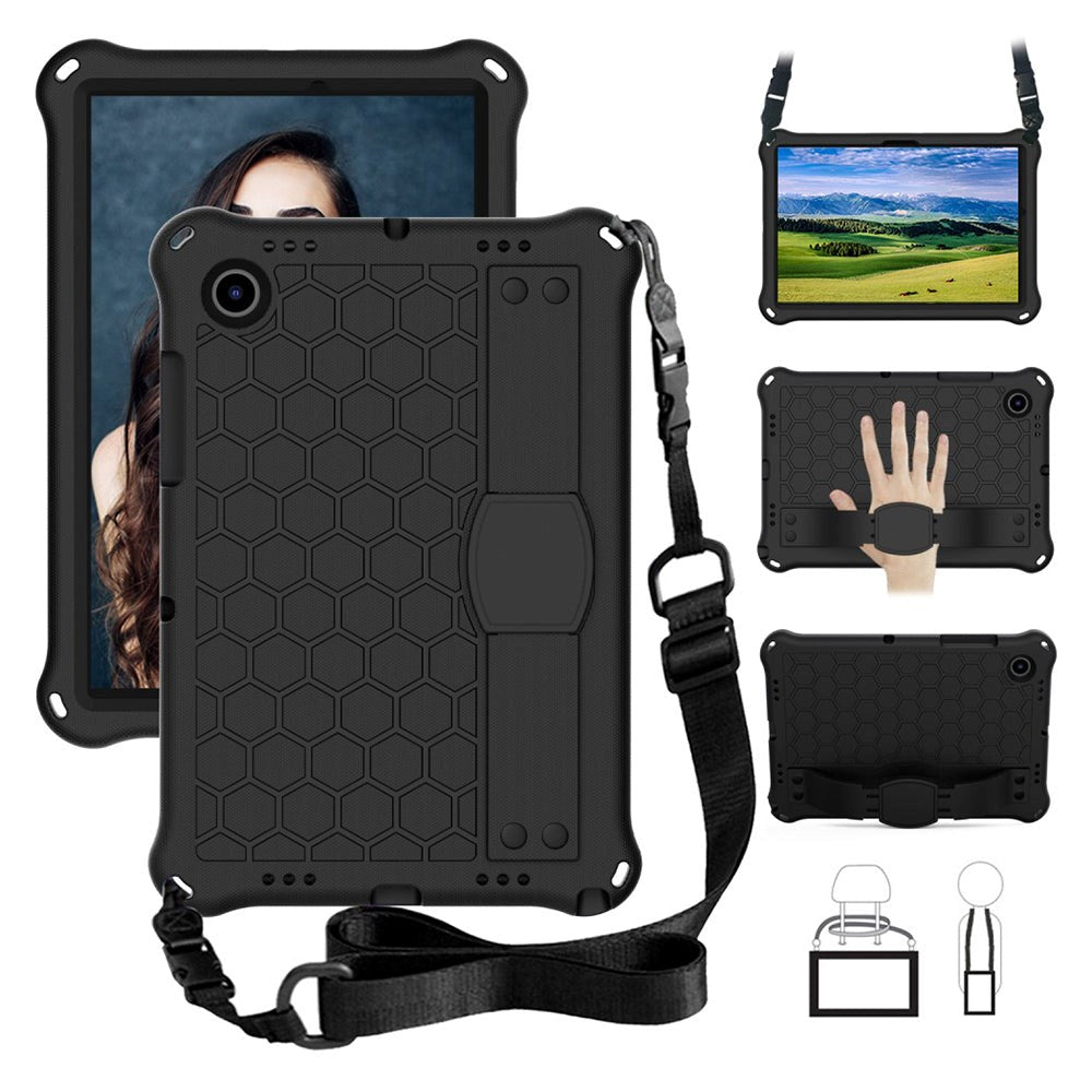 Samsung Galaxy Tab A8 10.5" (2021) Børnecover m. Bikube Mønster & Skulderstrop - Sort