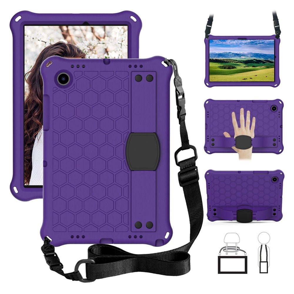 Samsung Galaxy Tab A8 10.5" (2021) Børnecover m. Bikube Mønster & Skulderstrop - Lilla