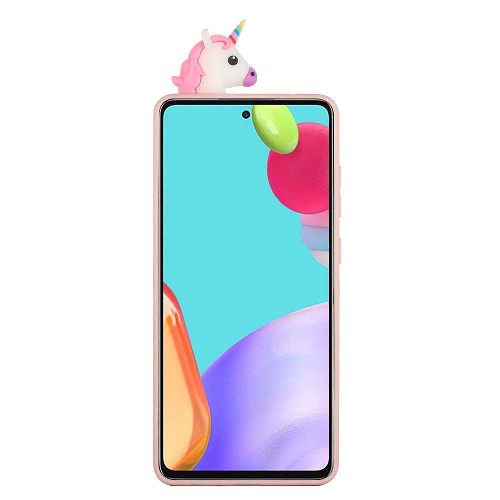 Samsung Galaxy A73 (5G) Fleksibel Plastik Bagside Cover m. Enhjørning Figur - Lyserød