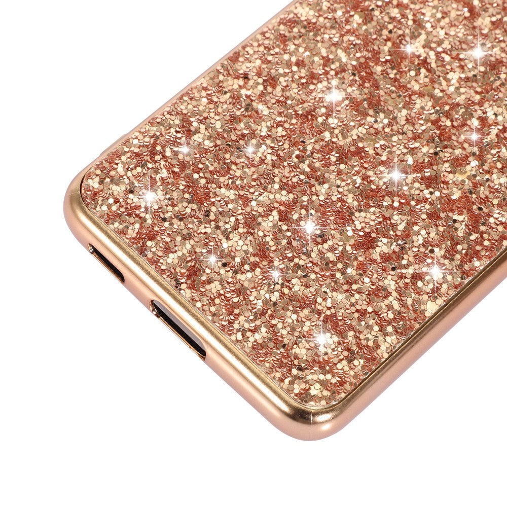 Samsung Galaxy S21 FE Plastik Bagside Cover m. Glitter - Rose Gold