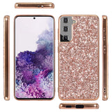 Samsung Galaxy S21 FE Plastik Bagside Cover m. Glitter - Rose Gold