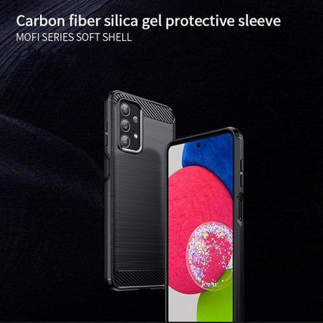 Samsung Galaxy A23 (5G) Mofi Brushed Carbon Fiber Fleksibelt Plastik Bagside Cover - Sort