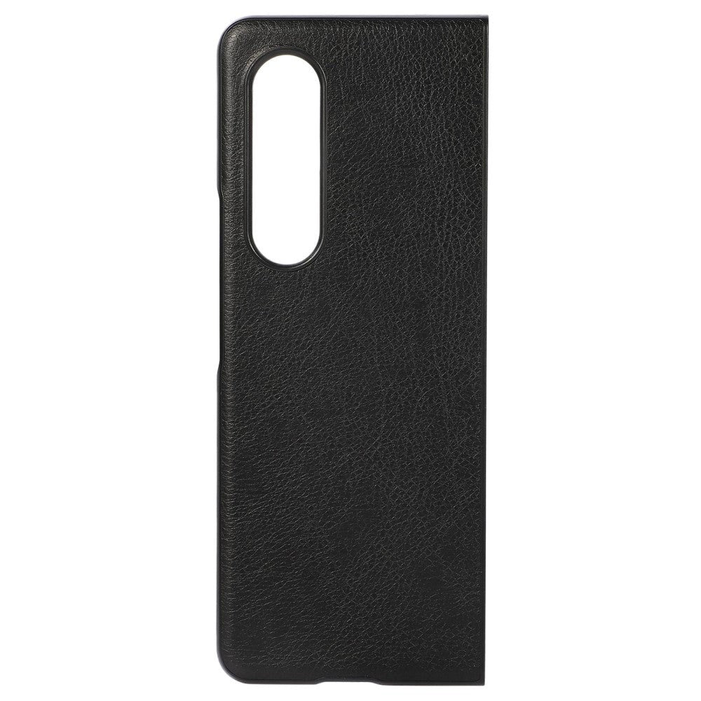 Samsung Galaxy Z Fold4 5G Læderbetrukket Litchi Bagside Cover - Sort