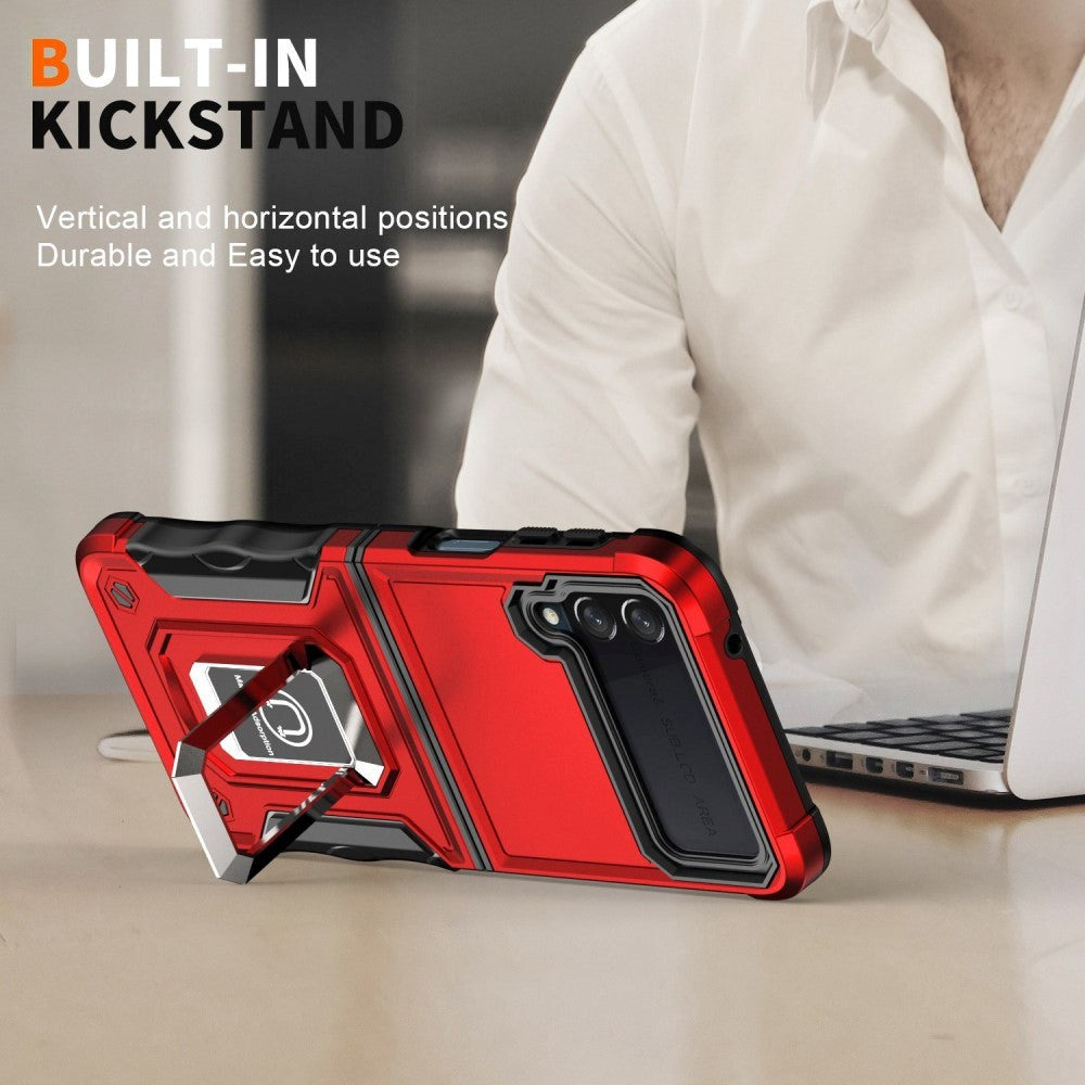 Samsung Galaxy Z Flip4 (5G) Håndværker Bagside Cover m. Kickstand - Rød