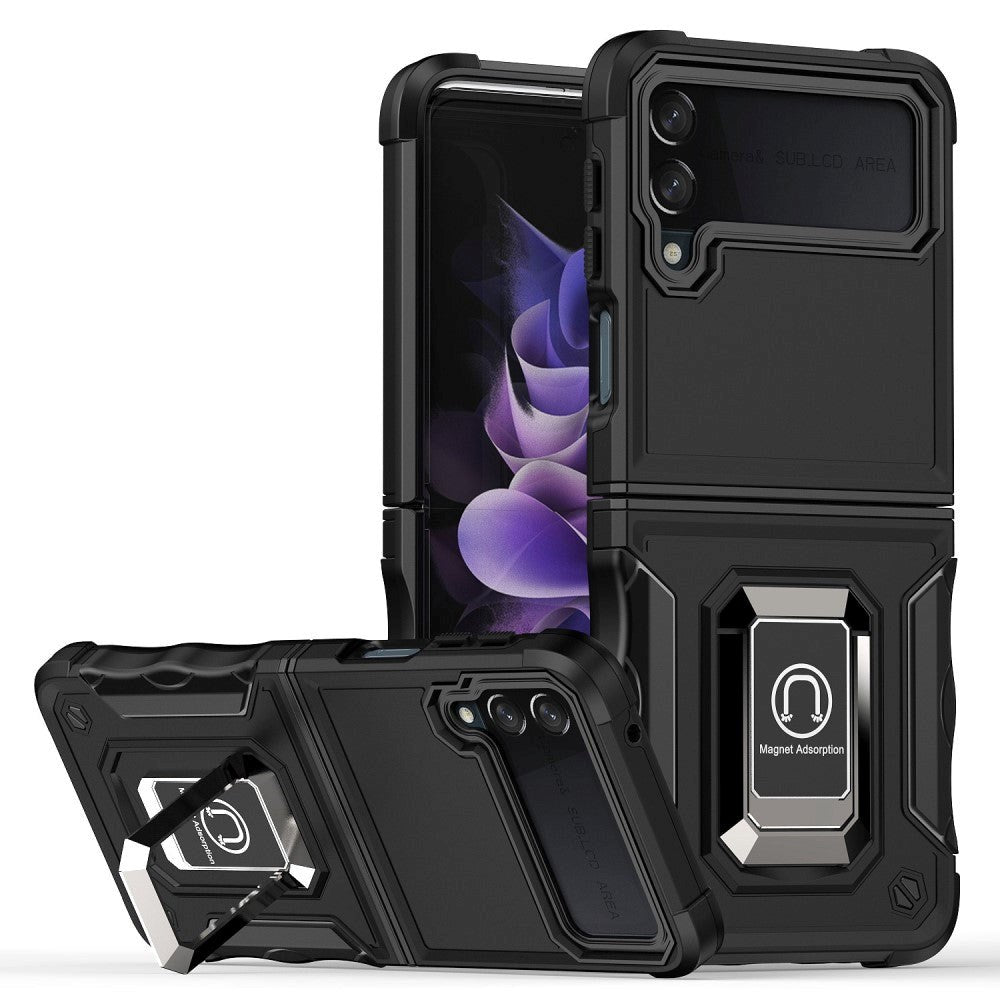 Samsung Galaxy Z Flip4 (5G) Håndværker Bagside Cover m. Kickstand - Sort