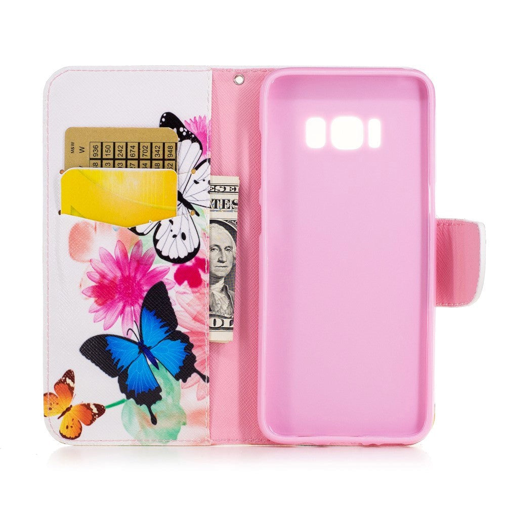 Samsung Galaxy S8 Butterflies & Flowers Etui m. Pung