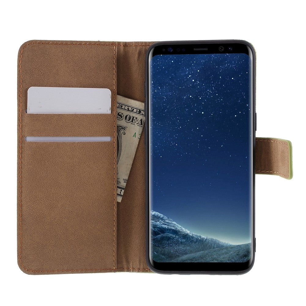 Samsung Galaxy S8 Blankt Læder Flip Cover m. Pung - Grøn