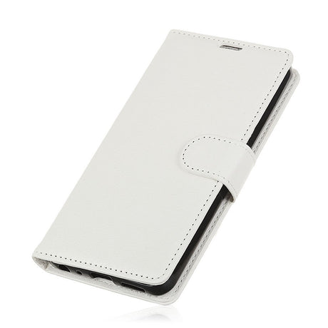 Sony Xperia XZ3 Litchi PU Læder Flip Cover m. Stand og Kortholder - Hvid