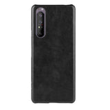 Sony Xperia 1 II Læderbetrukket Plast Cover Sort