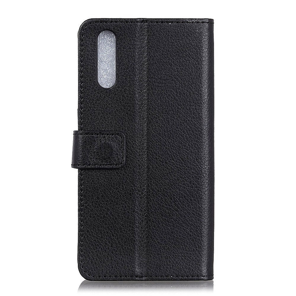 Sony Xperia L4 Litchi Texture Leather Stand Cover m. Kortholder - Sort