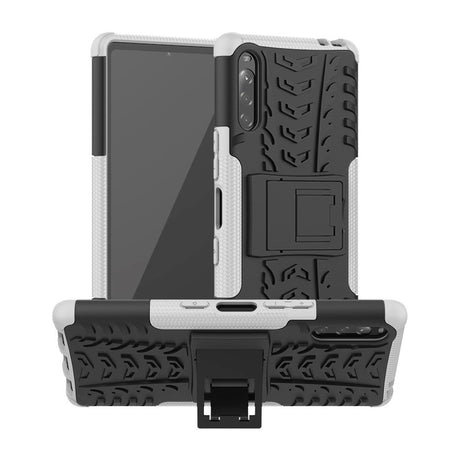 Sony Xperia L4 Cool Tyre Håndværker Case m. Stander - Sort / Hvid